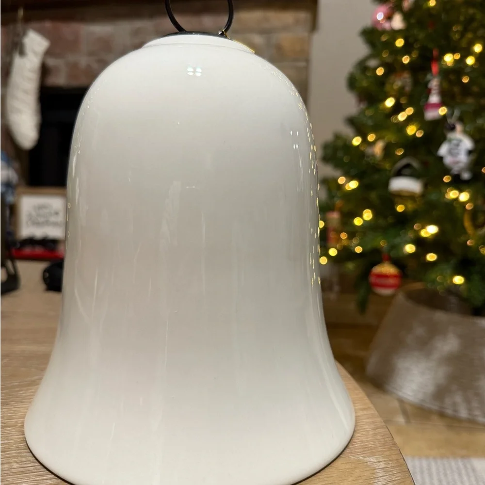 Martha Stewart Mrs. & Mrs. Est 2025 White Ceramic Bell with Greenery Design - Picture 3 of 4